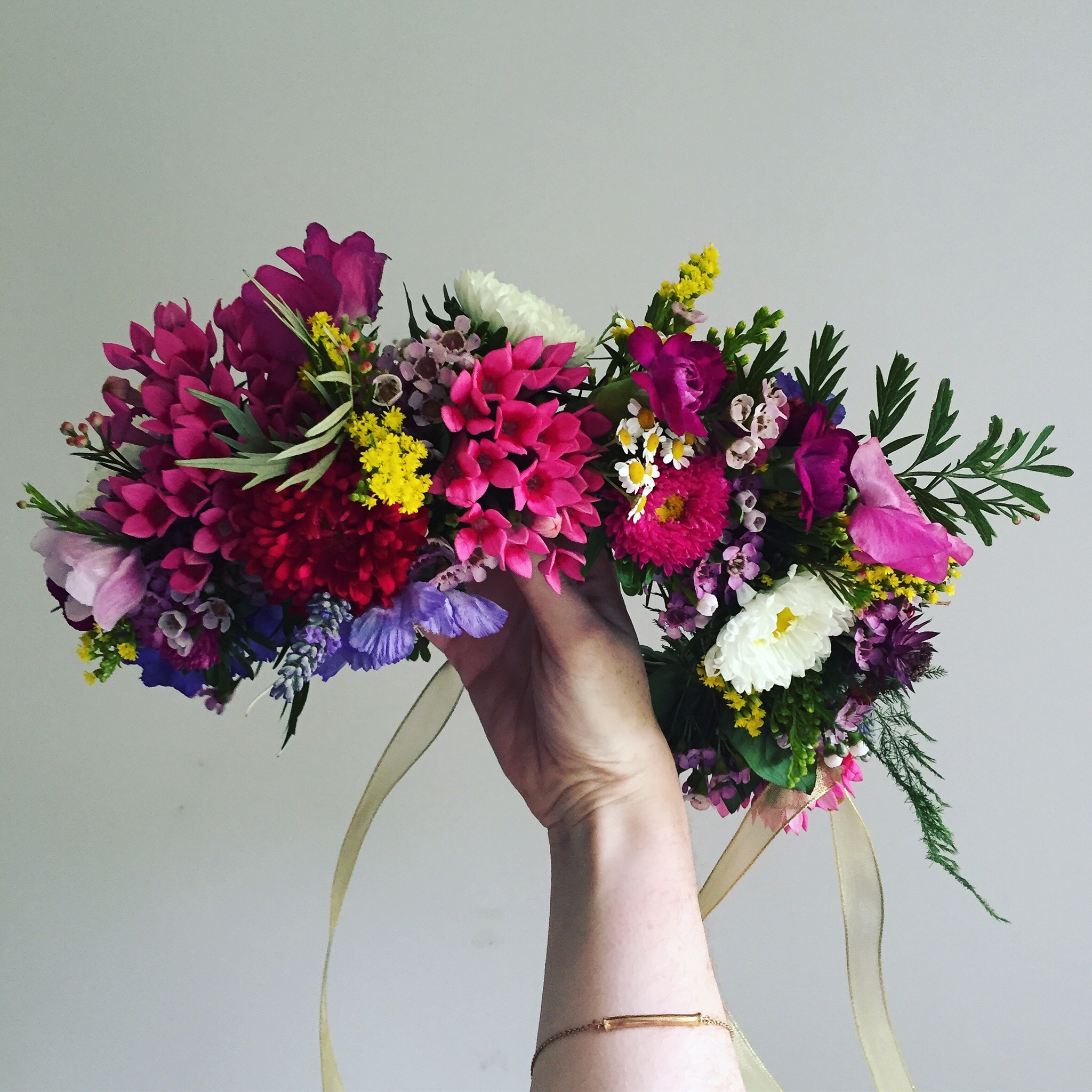 bright flower crown for brides at weddings 